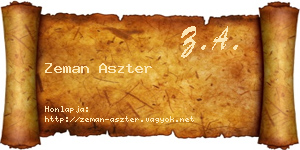 Zeman Aszter névjegykártya